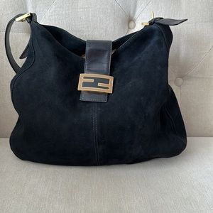 EUC Fendi Suede shoulder bag with leather strap.